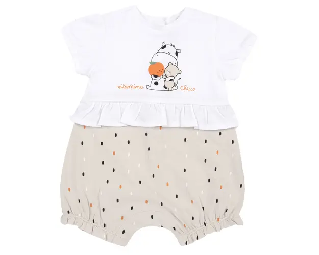 Salopeta bebe Chicco, pantaloni scurti, Bej Cu Model, 51325-66MFCI