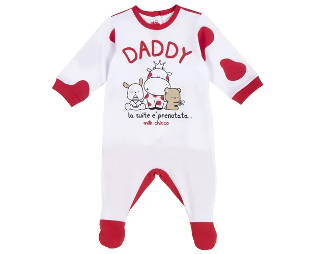 Salopeta bebelusi Chicco, botosei, alb cu rosu, 02109