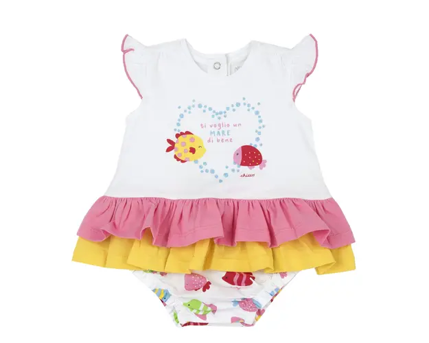 Salopeta bebelusi Chicco, alb cu roz, 57187-66MFCO