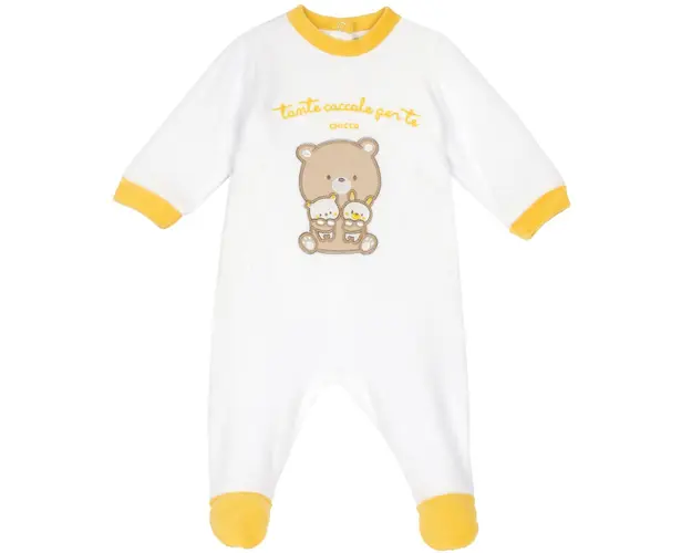 Salopeta bebelusi Chicco din velur, Alb, 02454-64MFCI