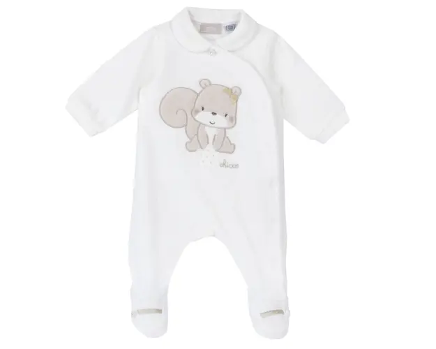 Salopeta bebelusi Chicco din velur, alb, 27162-67MFCI