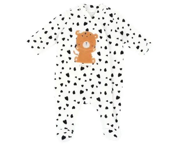 Salopeta bebelusi Chicco din velur, alb cu negru, 27207-67MFCI