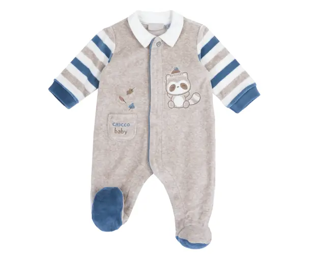 Salopeta bebelusi Chicco din velur, bej cu model, 07506-67MFCI