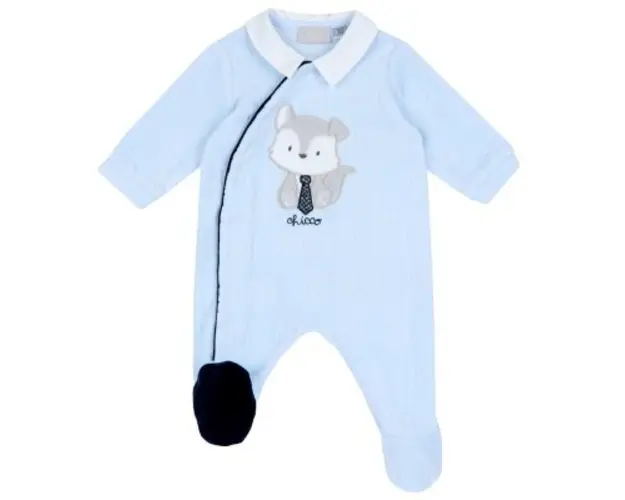 Salopeta bebelusi Chicco din velur, bleu, 02651-65MFCI