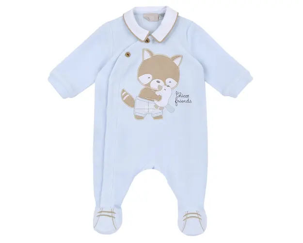 Salopeta bebelusi Chicco din velur, Bleu, 27087-66MFCI