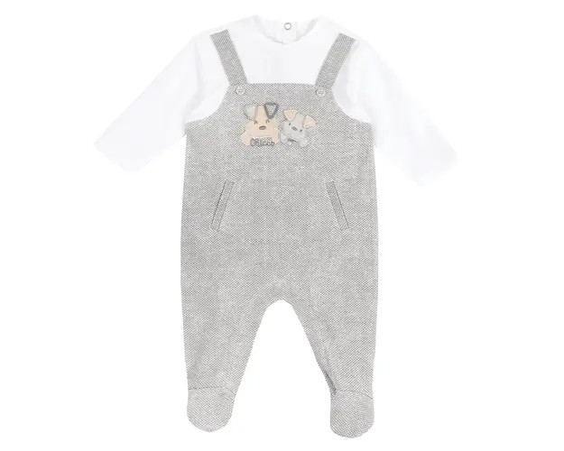 Salopeta bebelusi Chicco, gri cu model, 27159-67MFCI