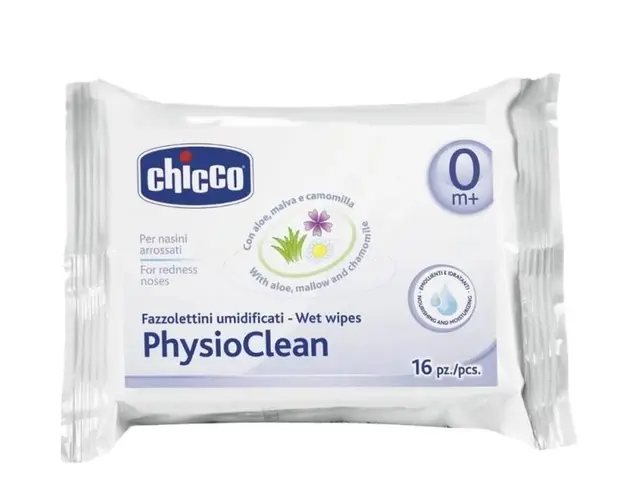 Servetele umede pentru nas, Chicco PhysioClean, 16bucati, 0luni+