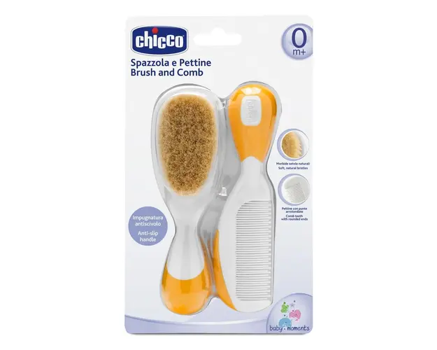 Set pieptan si perie Chicco, par natural, orange