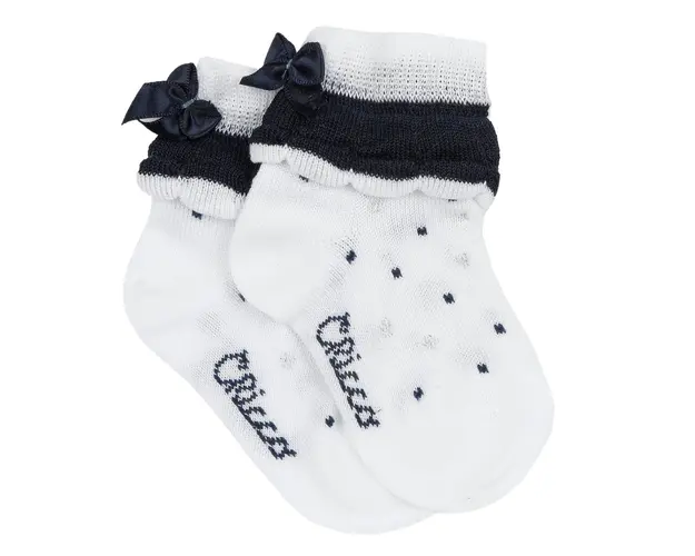 Sosete scurte copii Chicco, Alb Cu Bleumarin, 05557-66MFCO