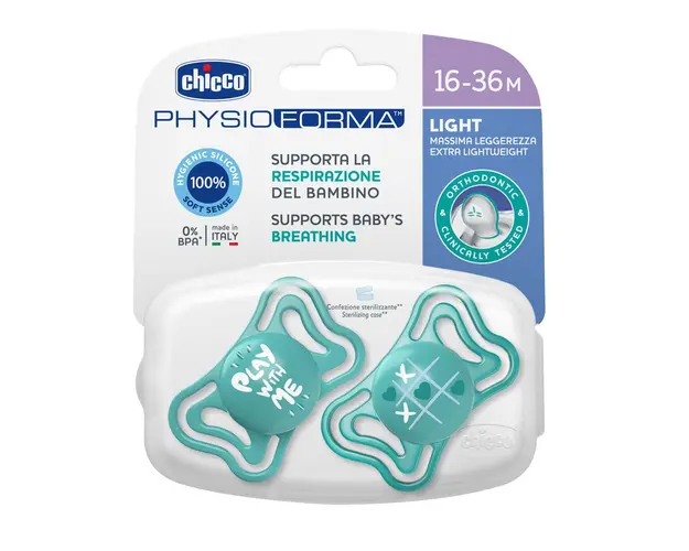 Suzeta Chicco PhysioPhorma Light, 2bucati, bleu, 16-36luni