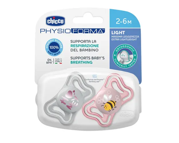 Suzeta Chicco PhysioPhorma Light, 2bucati, roz, 2-6luni