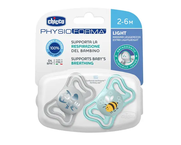 Suzeta Chicco PhysioPhorma Light, 2bucati, albastre, 2-6luni