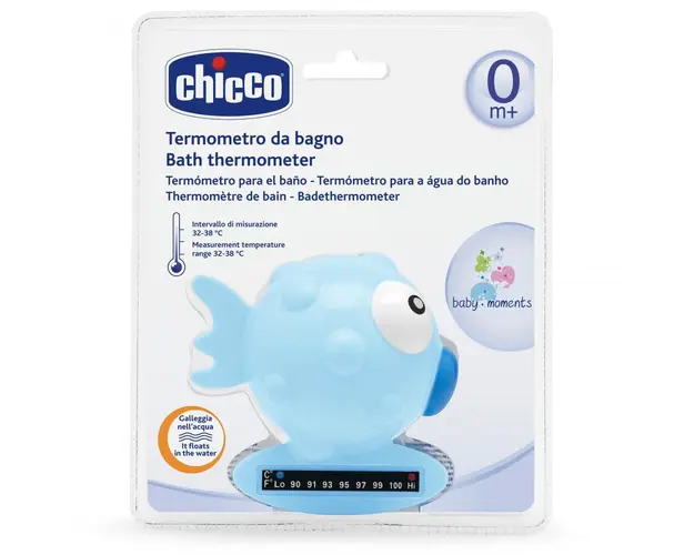Termometru de baie Chicco, forma de peste, Blue, 0luni+