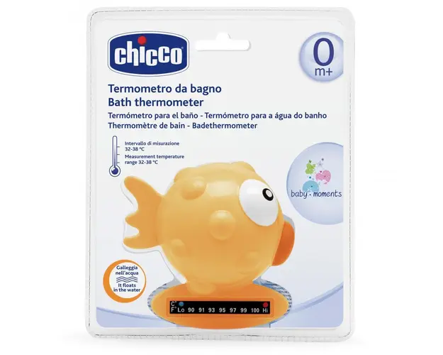 Termometru de baie Chicco, forma de peste, Orange, 0luni+