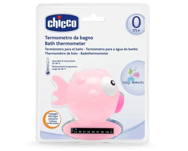 Termometru de baie Chicco, forma de peste, Pink, 0luni+