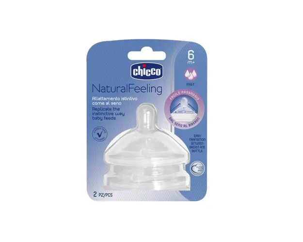 Tetina Chicco s. Natural Feeling, flux rapid, 2buc, 6 luni+