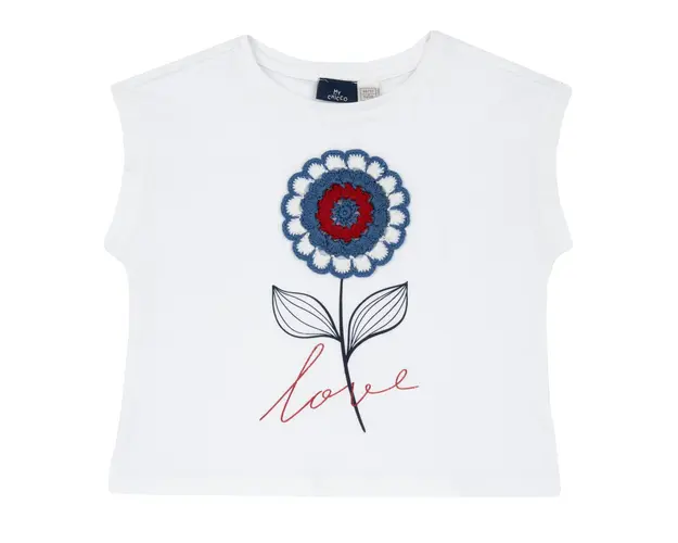 Tricou copii Chicco, alb cu model, 05487-66MC