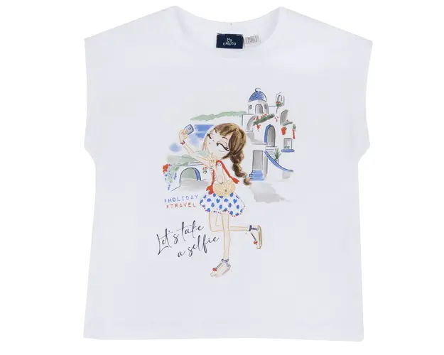 Tricou copii Chicco, alb cu model, 05488-66MC