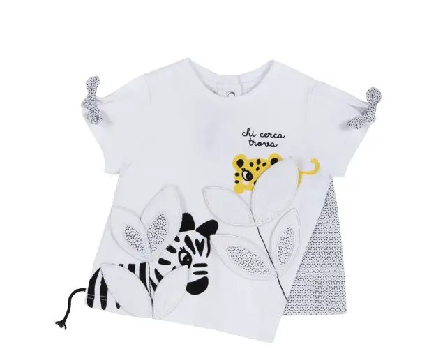 Tricou copii Chicco, alb cu model, 67151
