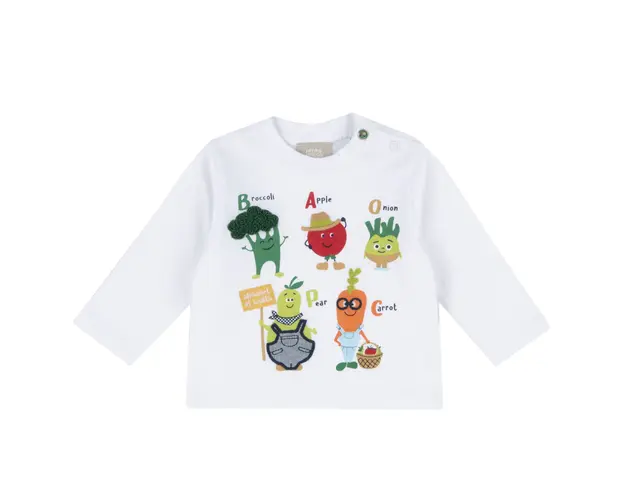 Tricou copii Chicco, alb cu model, 67543
