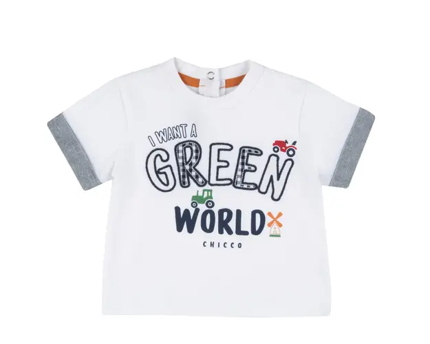 Tricou copii Chicco, alb cu model, 67544