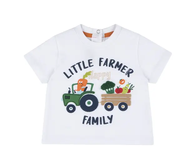 Tricou copii Chicco, alb cu model, 67571