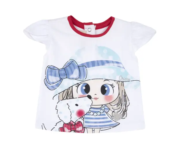 Tricou copii Chicco, alb cu model, 67655-62MFCO