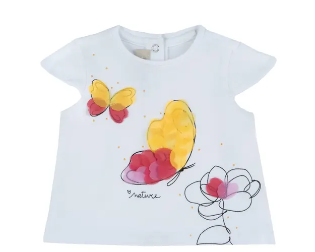 Tricou copii Chicco, alb cu model, 67673