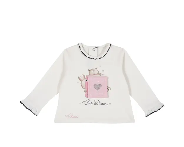 Bluza copii Chicco, alb cu imprimeu vesel, 68644