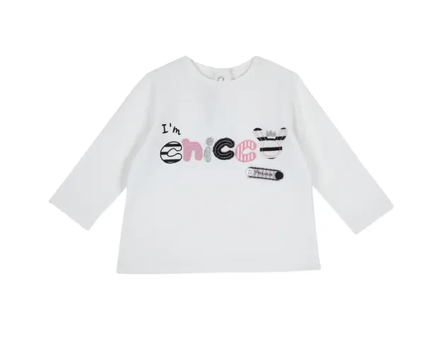 Tricou copii Chicco, maneca lunga, alb, 06741