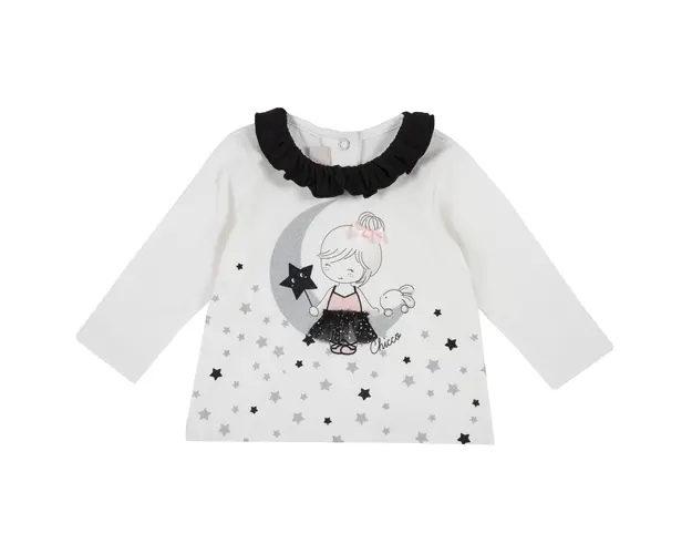 Bluza copii Chicco, alb cu aplicatii decorative, 47729