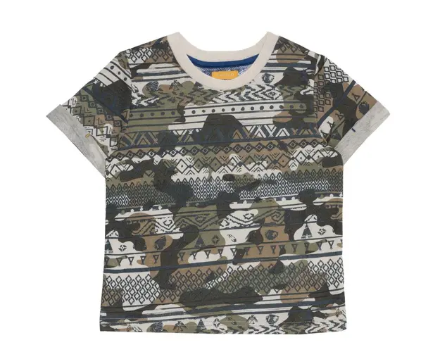 Tricou pentru copii, Chicco, maneca scurta, maro cu model