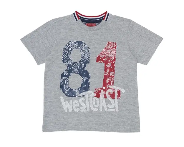 Tricou baieti Chicco, maneca scurta, gri cu model