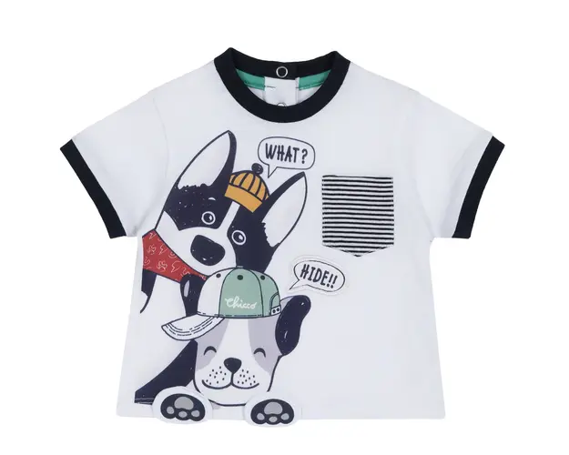Tricou copii Chicco, alb cu model, 06880