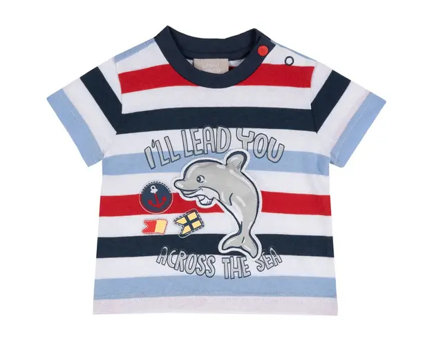 Tricou copii Chicco, slogan, alb cu bleumarin, 06876