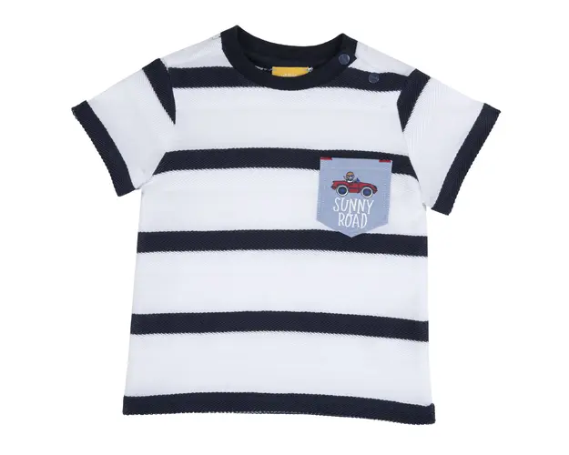 Tricou copii Chicco cu maneca scurta, alb cu bleumarin, 06962