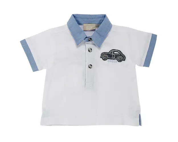 Tricou polo copii Chicco, maneca scurta, baieti, alb, 33412