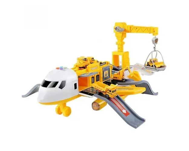 Avion Cargo Pentru Copii Simulator Transport Cu Sunete Si Lumini Galben