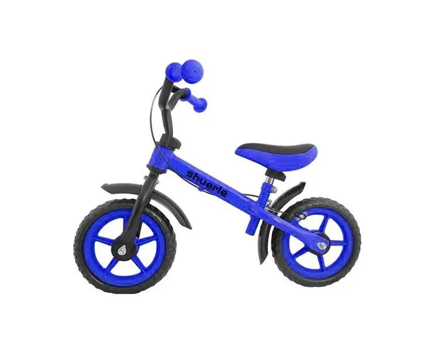 Bicicleta fara pedale pentru copii 2-6 ani, 12 inch, Albastra, cu frana de mana si sezut reglabil