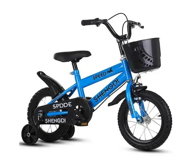 Bicicleta pentru copii cu roti ajutatoare si frane, 12 inch, Albastra