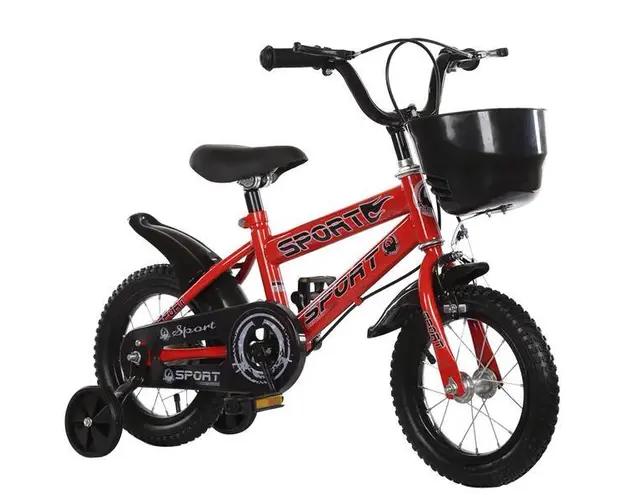 Bicicleta pentru copii cu roti ajutatoare si frane, 14 inch, Rosu
