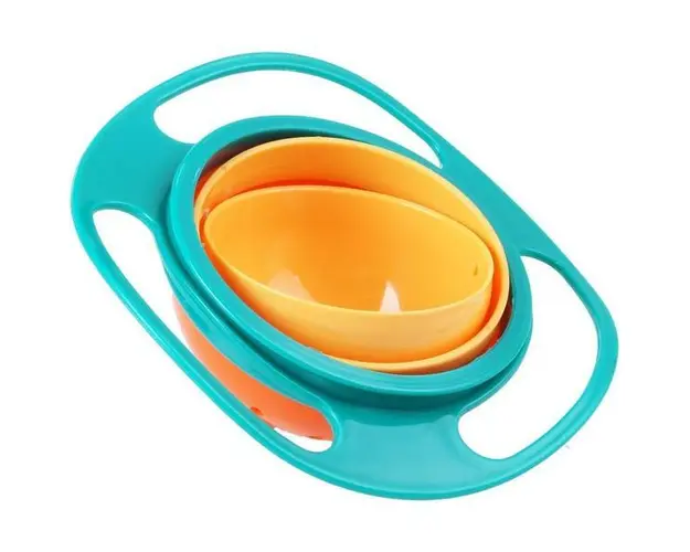 Bol rotativ 360&deg; cu protectie anti-varsare pentru copii si bebelusi, albastru