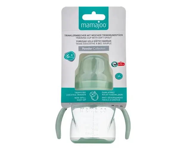 Cana Anticurgere cu Manere de 160 ml - Mamajoo Training Cup with Soft Spout, Verde Praf, 9+ luni, 1 buc