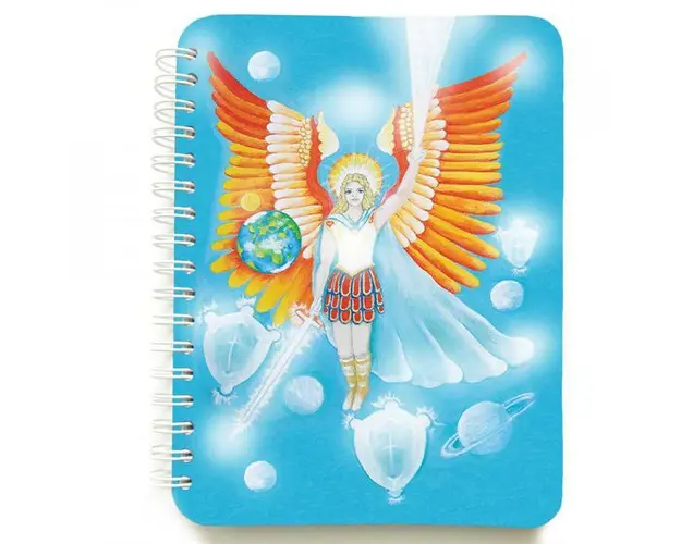 Carnet cu spira Arhanghelul Mihail, 12 x 16 cm, 100 foi dictando cu inger, necartonat