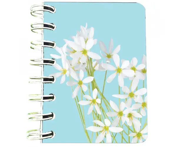 Carnet cu spira Branduse albe, 7 x 10 cm, 75 foi veline