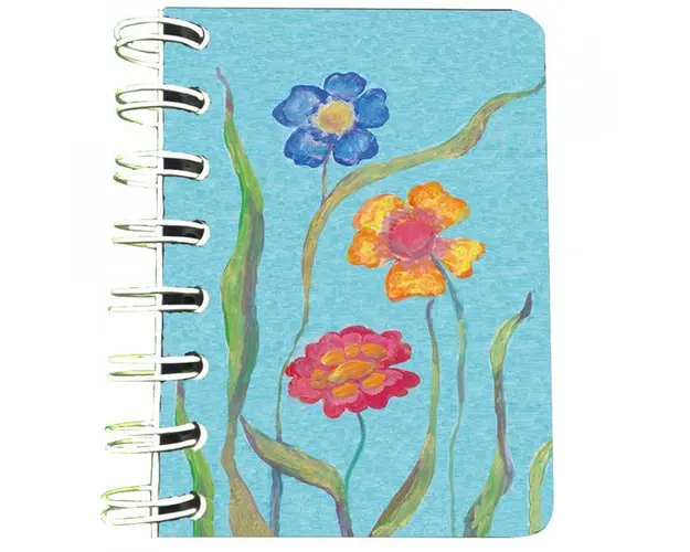 Carnet cu spira Flori de camp, 7 x 10 cm, 75 foi veline