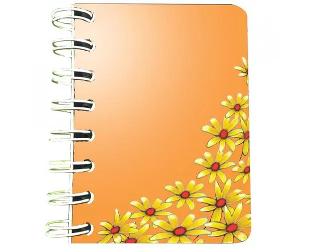 Carnet cu spira Flori galbene, 7 x 10 cm, 75 foi veline