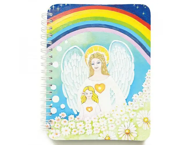 Carnet cu spira ingerul pazitor, 12 x 16 cm, 100 foi dictando cu inger, necartonat