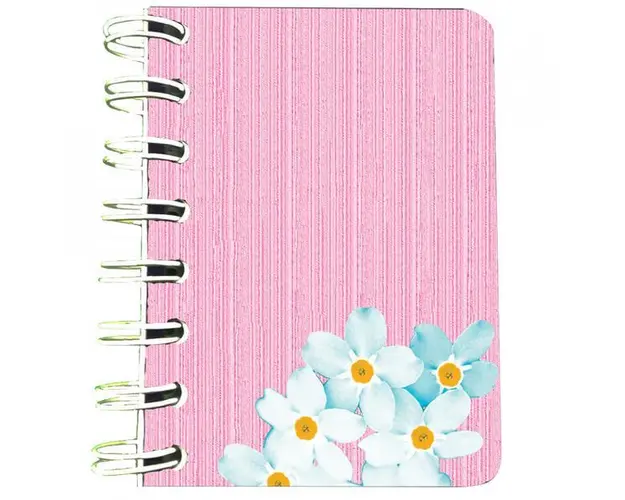 Carnet cu spira Roz si flori, 7 x 10 cm, 75 foi veline