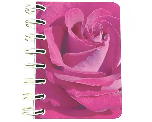 Carnet cu spira Trandafir roz, 7 x 10 cm, 75 foi veline